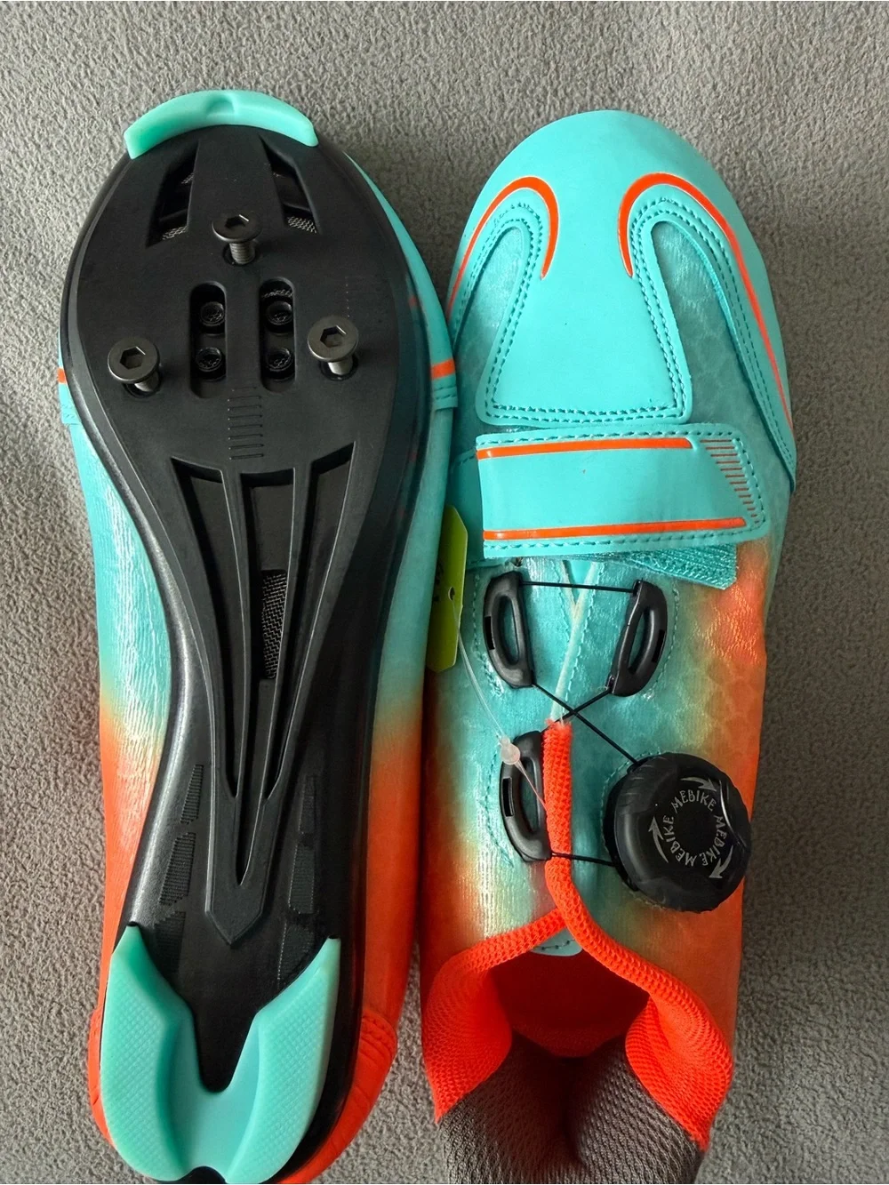 MEBIKE Athletic Cycling Shoes in Turquoise and Orange